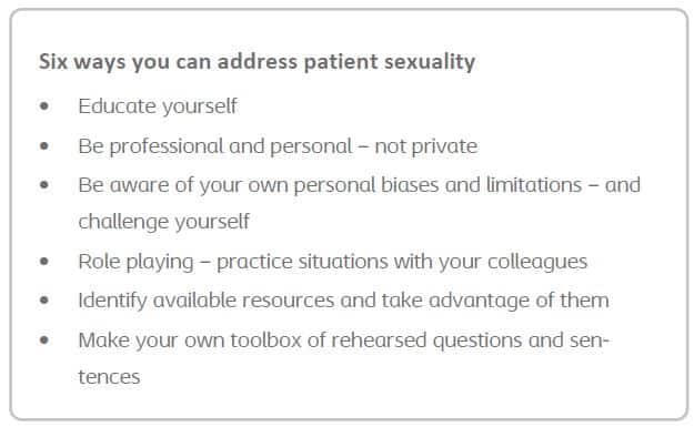 Discussing sexuality with patients